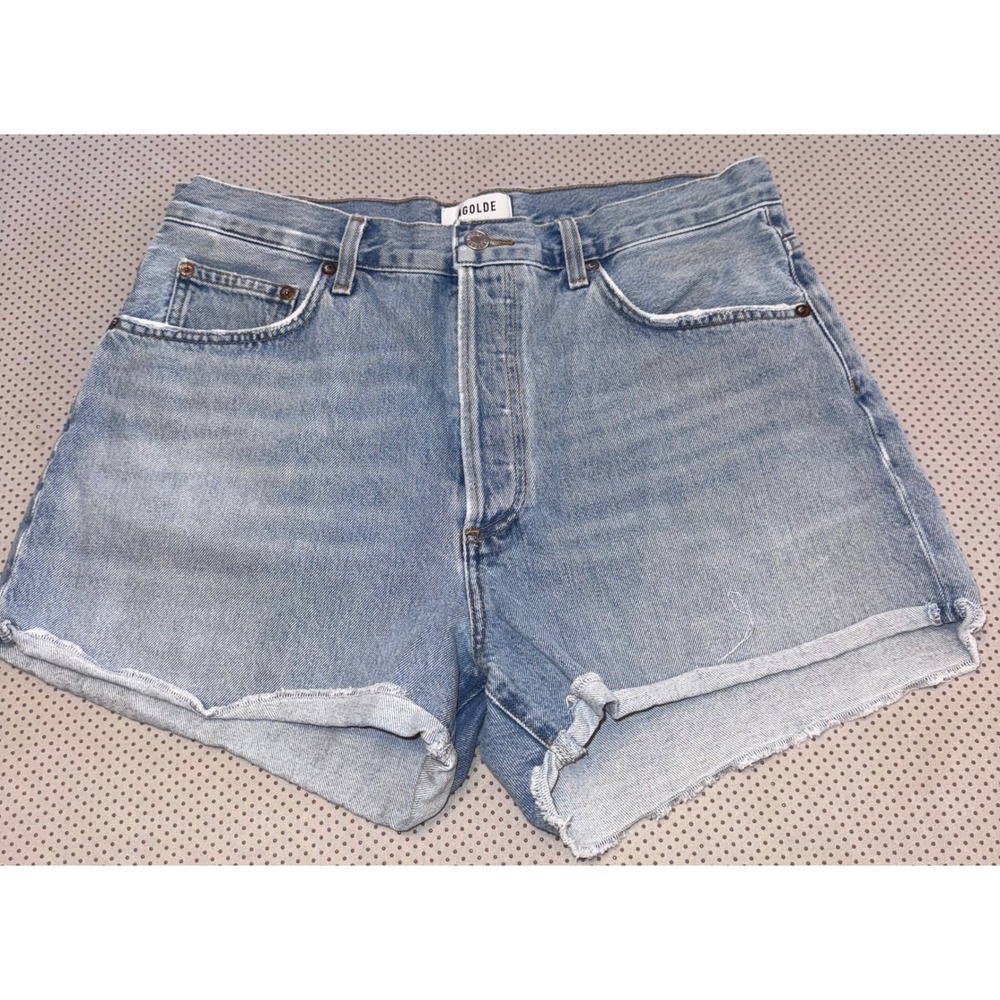 AGOLDE Dee High Rise Denim Shorts Light Wash Organic Cotton Size 31